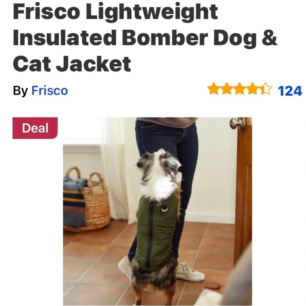Lightweight bomber‎ dog coat, large